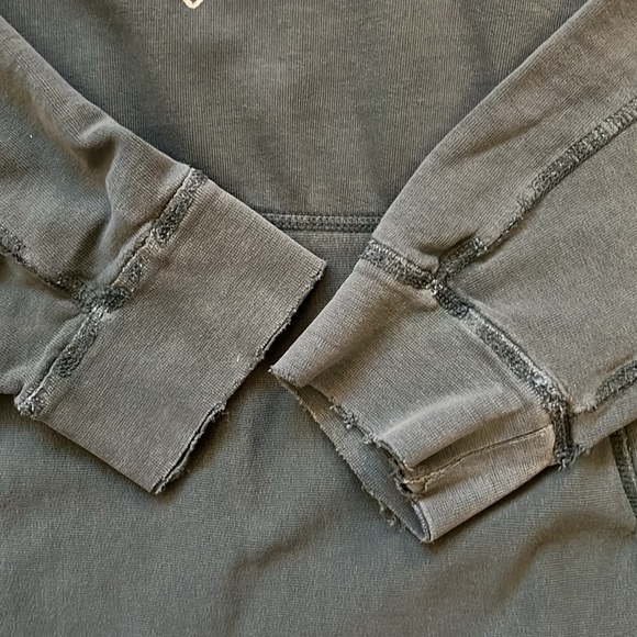 American Eagle Green Geometric Graphic Hoodie Sweatshirt Distressed Cotton Large - Picture 6 of 12